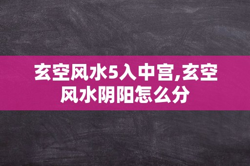 玄空风水5入中宫,玄空风水阴阳怎么分