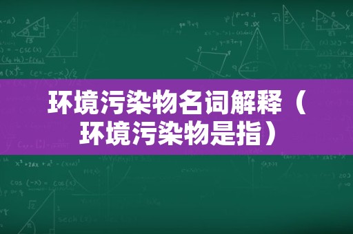 环境污染物名词解释（环境污染物是指）