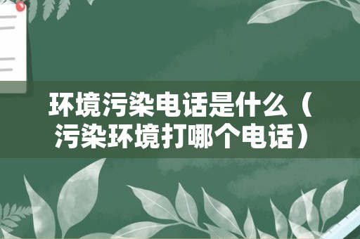 环境污染电话是什么（污染环境打哪个电话）