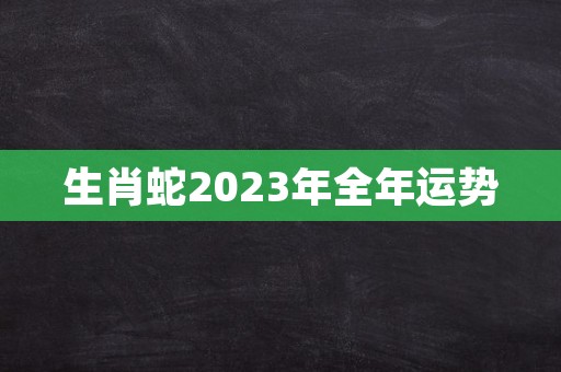 生肖蛇2023年全年运势