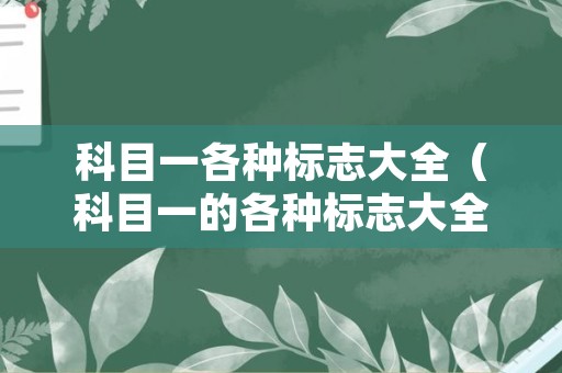 科目一各种标志大全（科目一的各种标志大全）