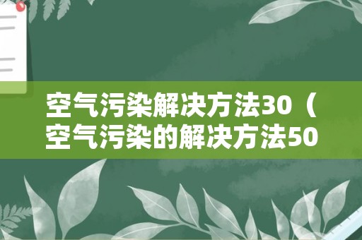 空气污染解决方法30（空气污染的解决方法50）