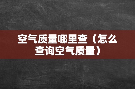 空气质量哪里查（怎么查询空气质量）