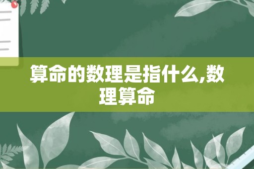 算命的数理是指什么,数理算命