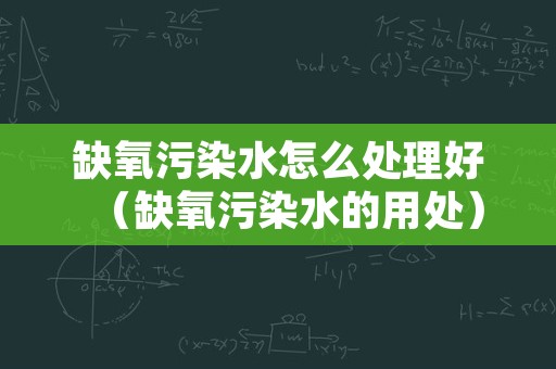 缺氧污染水怎么处理好（缺氧污染水的用处）