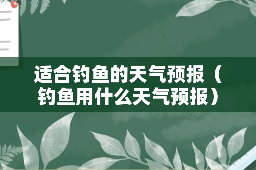 适合钓鱼的天气预报（钓鱼用什么天气预报）