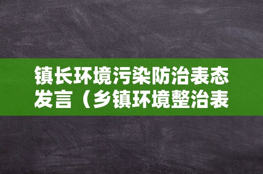 镇长环境污染防治表态发言（乡镇环境整治表态发言稿）