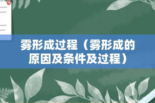 雾形成过程（雾形成的原因及条件及过程）