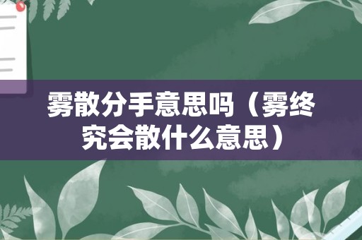 雾散分手意思吗（雾终究会散什么意思）