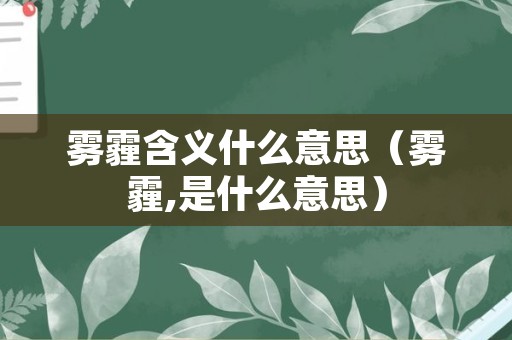 雾霾含义什么意思（雾霾,是什么意思）