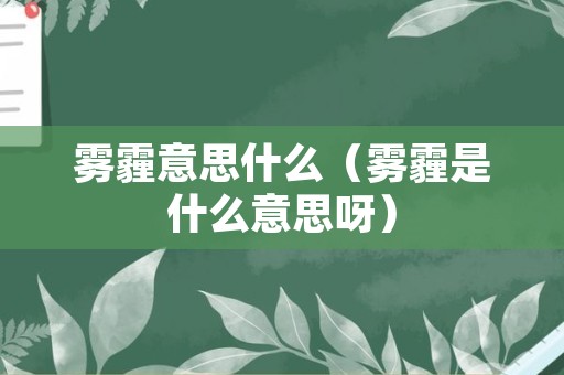 雾霾意思什么（雾霾是什么意思呀）