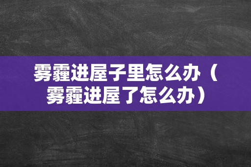 雾霾进屋子里怎么办（雾霾进屋了怎么办）