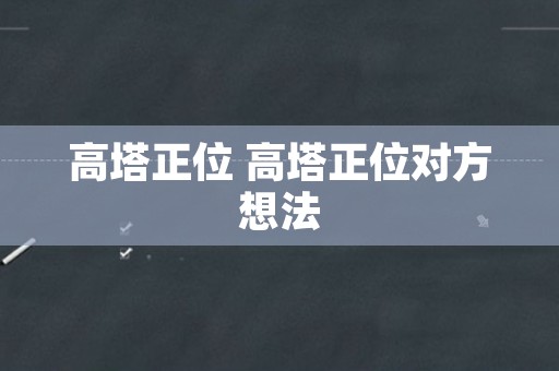 高塔正位 高塔正位对方想法