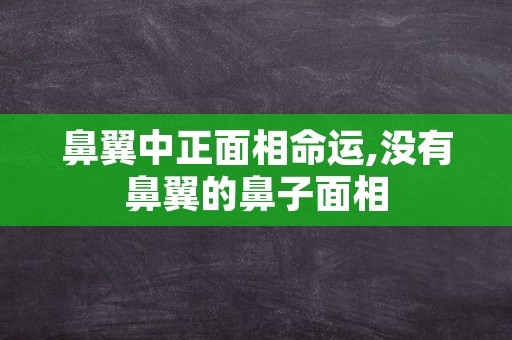 鼻翼中正面相命运,没有鼻翼的鼻子面相