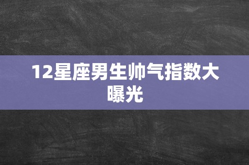 12星座男生帅气指数大曝光