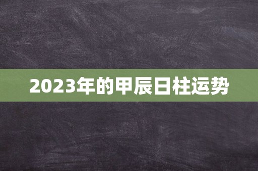 2023年的甲辰日柱运势