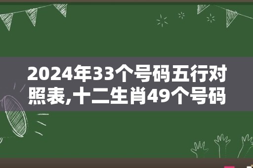 2024年33个号码五行对照表,十二生肖49个号码图