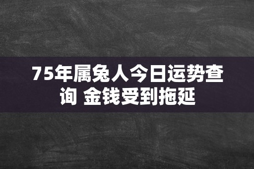 75年属兔人今日运势查询 金钱受到拖延