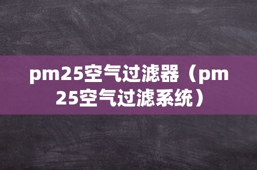 pm25空气过滤器（pm25空气过滤系统）