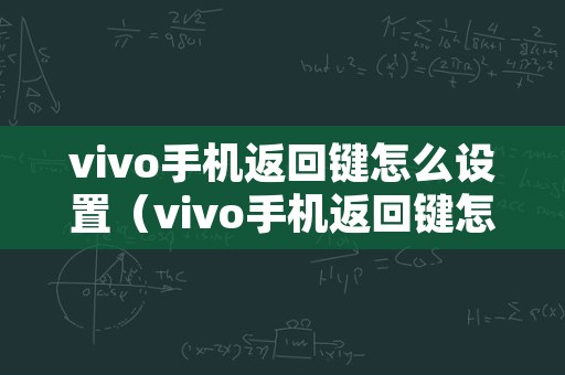 vivo手机返回键怎么设置（vivo手机返回键怎么设置在右下角）